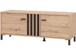 Dmora Mobile Porta Tv Forte 132X40X52H Cm Marrone Rovere Nodi, Un Ripiano 2 Ante