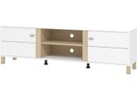 Dmora Mobile Porta Tv Dragoni 176X40X52H Cm Bianco Opaco, 2 Ripiani 4 Vani