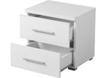 Dmora Comodino Colliano 45X34X43H Cm Bianco, Un Ripiano 2 Cassetti