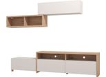 Dmora Parete Attrezzata Tiana 238X42X161H Cm Bianco Crema, Modulabile 6 Ripiani