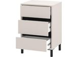 Dmora Comodino Combatte 48X40X71H Cm Bianco, Un Ripiano 3 Cassetti