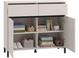 Dmora Credenza Giarre 106X40X90H Cm Bianco Crema, 2 Cassetti 2 Ripiani