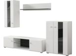 Dmora Parete Attrezzata Ozzero 264X42X182H Cm Bianco Opaco, Modulabile 7 Ripiani