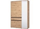 Dmora Guardaroba 3 Ante Ilbono 138X55 Cm Marrone Rovere Nodi, Appendiabiti Un Cassetto