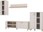 Dmora Parete Attrezzata Fallo 289X40X182H Cm Bianco Crema, Modulabile 7 Ripiani