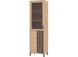 Dmora Vetrina Senis 55X40X193H Cm Marrone Rovere Nodi, 4 Ripiani Apertura Battente