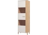 Dmora Vetrina Mondaino 60X40X193H Cm Marrone Rovere Nodi, 4 Ripiani Cassetti