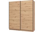 Dmora Guardaroba Grande Cerchio 179X210H Cm Marrone Rovere Nodi, Appendiabiti 5 Ripiani