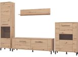 Dmora Parete Attrezzata Cimbergo 299X40X193H Cm Marrone Rovere Nodi, Modulabile 8 Ripiani