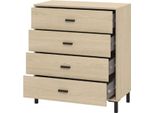 Dmora Cassettiera Rosasco 80X40X90H Cm Marrone Rovere, 4 Cassetti Apertura Scorrevole