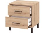 Dmora Comodino Clanezzo 48X40X52H Cm Marrone Rovere Nodi, 2 Cassetti Un Ripiano