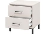 Dmora Comodino Clanezzo 48X40X52H Cm Bianco, Un Ripiano 2 Cassetti