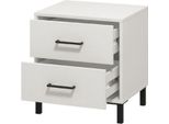 Dmora Comodino Clanezzo 48X40X52H Cm Bianco, Un Ripiano 2 Cassetti