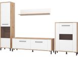 Dmora Parete Attrezzata Cimbergo 299X40X193H Cm Bianco Opaco, Modulabile 8 Ripiani