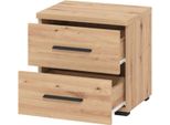 Dmora Comodino Uzzano 45X34X43H Cm Marrone Rovere Nodi, 2 Cassetti Un Ripiano