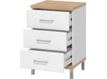 Dmora Comodino Savino 45X40X69H Cm Bianco, 3 Cassetti Un Ripiano
