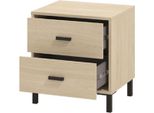 Dmora Comodino Piea 48X40X52H Cm Marrone Rovere, 2 Cassetti Un Ripiano