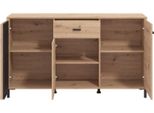 Dmora Credenza Guanzate 157X40X90H Cm Marrone Rovere Nodi, Un Cassetto 3 Ripiani