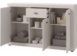 Dmora Credenza Perca 148X42X92H Cm Bianco Crema, Un Cassetto 3 Ripiani