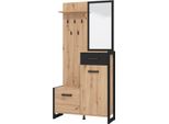 Dmora Mobile Da Ingresso Corbetta 95X34X191H Cm Marrone Rovere Nodi, Specchio Incluso Un Cassetto