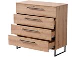 Dmora Cassettiera Porzio 92X42X95H Cm Marrone Rovere Nodi, 4 Cassetti Apertura Scorrevole