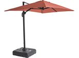 Ombrellone 2X3M Terracotta 360° Inclinabile + Base Con Ruote - Oviala Amalya