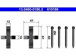 Ate 13.0460-0186.2 Set Di Accessori, Pastiglie Freno A Disco Oe 0004213391 Compatibile Con Classe C, Classe E