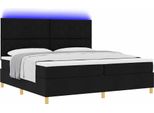 Syfax™ Letto A Sorgente Led Con Materasso Nero 200 X 200 Cm Tessuto