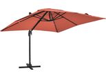 Ombrellone A Sbalzo Girevole 3 X 3 M In Alluminio Color Terracotta - Oviala Malaga