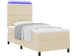 Syfax™ Letto A Molle Con Materasso Con Led Crema 90 X 200 Cm Tessuto