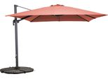 Ombrellone Braccio Gir. 360° 3X3M, 4 Marmette Zav., Terracotta - Oviala Malaga