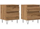Syfax™ Comodini 2Pz Rovere Artigianale 40X35X50 Cm Legno Multistrato