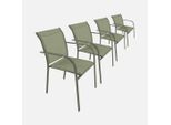 Set Di 4 Poltrone Da Giardino In Alluminio E Textilene, Verde Kaki