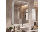 Specchio Costway, Specchio Da Bagno Rettangolare Con Illuminazione A Led, Luminosità Regolabile, Smart Touch, Funzione Memoria E Antiappannamento 60×80 Cm