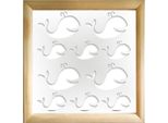 Whale - Moduli Decorativi In Legno E Pvc 48X48 Cm Bianco