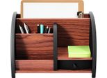 Organizer Da Scrivania - Organizer In Legno - 5 Scomparti - Cassetto Piccolo - Ufficio - Nero