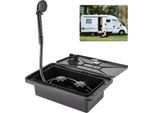 Doccia Esterna Per Camper/Roulotte/Barca - Box Doccia Con Doccetta - Miscelatore Caldo/Freddo - Con Coperchio - Montaggio Esterno - Nero