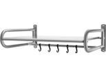 Scaffale Per Microonde - Scaffale Da Cucina Per Montaggio A Parete - Acciaio Inossidabile - Sei Ganci - Capacità Di Carico 30 Kg - Multiuso - Argento