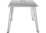 Deflettore Di Calore Per Focolare - Coperchio Quadrato - 61X61 Cm Acciaio Inossidabile - Spessore 1,5 Mm - Gambe Pieghevoli - Maniglia Per Il Trasporto - Grigio Chiaro
