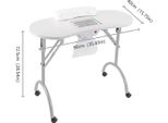 Tavolo Per Manicure - Tavolo Per Unghie - Aspirazione Della Polvere Integrata - 4 Rotelle Universali - Sacchetti Per La Polvere Inclusi - Per Saloni Di Bellezza - Bianco