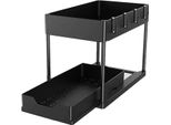 Scaffale Per Spezie E Organizer Per Spezie - Scaffale Estraibile - Acciaio Inossidabile - Facile Da Pulire - Per Armadio Da Cucina - Con Portaposate - Nero