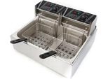 Friggitrice Professionale - Friggitrice Elettrica A Vasca Singola - Capacità 12 L - 220 V, 3,2 Kw - 60-200 °C - 2 Cestelli - Acciaio Inossidabile