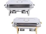 Set Da Buffet Con Scaldavivande - Scaldavivande Rettangolare - Acciaio Inossidabile - Con Bruciatore Ad Alcool - Per Feste, Matrimoni E Catering - Giallo Chiaro