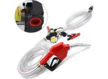 Pompa Diesel Per Trasferimento Carburante - Set Pompa 12 V - 50 L/Min - 200 W - Pompa Di Aspirazione Con Tubo Flessibile Trasparente Rinforzato Con Filo Metallico - Rosso