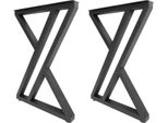 Gambe Per Tavoli Industriali - Forma A X, Set Da 2 - Ferro - 70×50×5 Cm - Portata Fino A 300 Kg - Montaggio Con Viti - Per Tavoli/Scrivanie/Banchi Da Lavoro - Nero