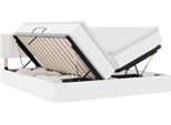 Vidaxl Letto Con Contenitore E Led Bianco Puro 180 X 200 Cm In Pelle Finta