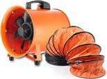 Ventilatore Assiale Tubolare Per Cabina Di Verniciatura - Ventilatore Di Aspirazione - Diametro 25 Cm - 320 W - 220 V 50–60 Hz - 2800/3300 Giri/Min - Tubo Flessibile In Pvc 10 M - Arancione