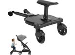 Piattaforma Universale Per Passeggini - Buggy Board 2 In 1 Con Sedile Rimovibile - Adatta Alla Maggior Parte Dei Passeggini - Fino A 25 Kg - Età 3-6 Anni - Nero