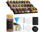 Barattoli Per Spezie In Vetro - Set Da 24 - 120 Ml - Con Coperchi In Bambù - Per Scaffale Delle Spezie E Conservazione - Trasparenti