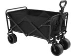 Carrello A Mano - Carrello Di Trasporto Pieghevole - Portata Fino A 115 Kg - Ruote All-Terrain - Per Giardino E Spiaggia - Attività All'aperto E Shopping - Nero